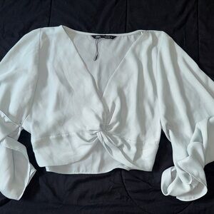 Zara light blue Blouse with Twist Front